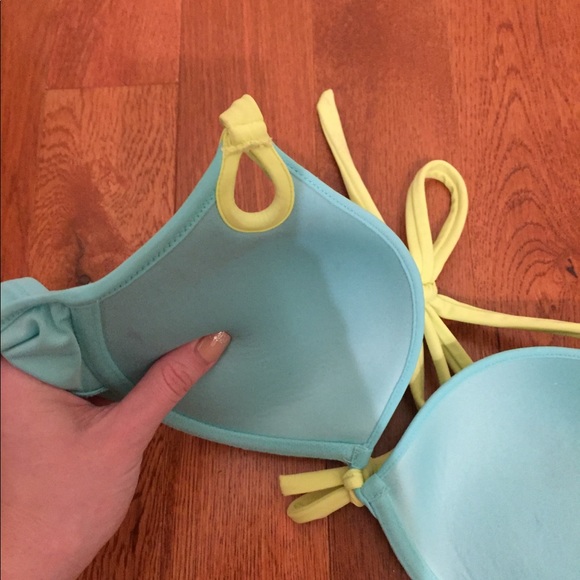 Sexy VS green and blue push up bikini top - Picture 4 of 6